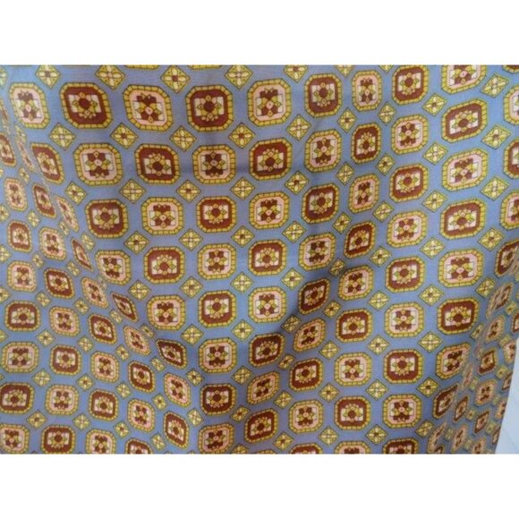 Vtg Scarf Pocket Square Blue Yellow Beige Geometric Design Handmade 100% Acetate - Picture 5 of 8